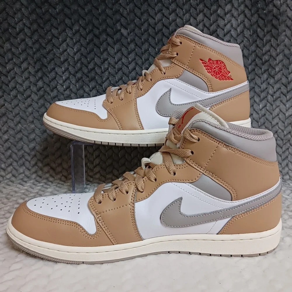 Air Jordan 1 Mid Hemp White Men's Sneakers Shoes Size 11.5